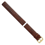 DeBeer 20mm Havana Italian Calfskin Leather with Square End Gold-tone Buckle 7.75 inch Watch Band