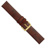 DeBeer 20mm Havana Italian Calfskin Leather with Square End Gold-tone Buckle 7.75 inch Watch Band