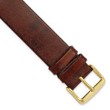DeBeer 20mm Havana Italian Calfskin Leather with Square End Gold-tone Buckle 7.75 inch Watch Band