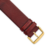 DeBeer 22mm Havana Italian Calfskin Leather with Square End Gold-tone Buckle 7.75 inch Watch Band