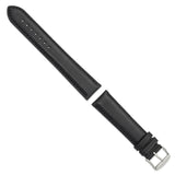 DeBeer 20mm Black Full Oil Leather with Brushed Silver-tone Steel 7.75 inch Watch Band
