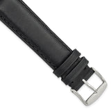DeBeer 20mm Black Full Oil Leather with Brushed Silver-tone Steel 7.75 inch Watch Band