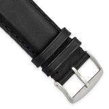 DeBeer 24mm Black Full Oil Leather with Brushed Silver-tone Steel 7.75 inch Watch Band