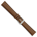 DeBeer 18mm Brown Full Oil Leather with Brushed Silver-tone Steel 7.75 inch Watch Band