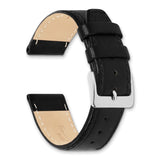 DeBeer 20mm Black Genuine Calf Leather with Silver-tone Buckle 7.5 inch Watch Band