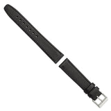 DeBeer 18mm Black Genuine Calf Leather with Silver-tone Buckle 7.5 inch Watch Band