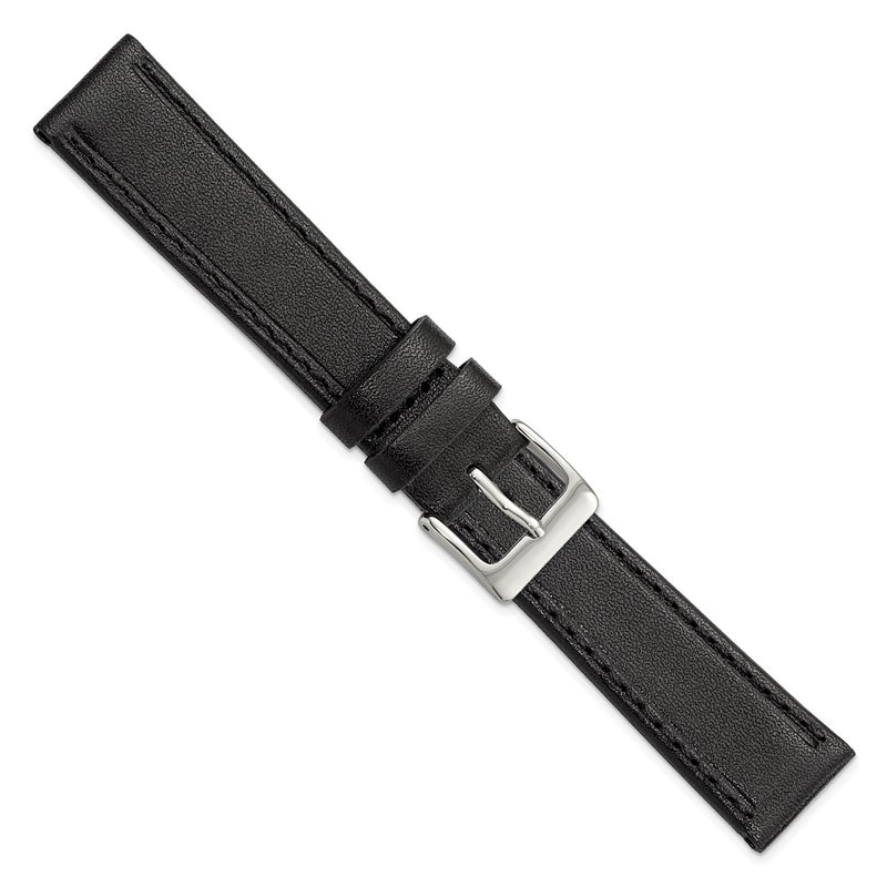18mm Black Genuine Calf Leather Watch Band