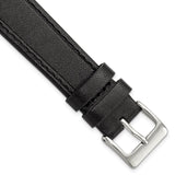DeBeer 18mm Black Genuine Calf Leather with Silver-tone Buckle 7.5 inch Watch Band