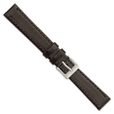DeBeer 16mm Dark Brown Genuine Calf Leather with Silver-tone Buckle 7.5 inch Watch Band