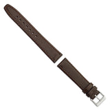 DeBeer 18mm Dark Brown Genuine Calf Leather with Silver-tone Buckle 7.5 inch Watch Band