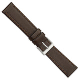 20mm Dark Brown Genuine Calf Leather Silver Tone Buckle Watch Band