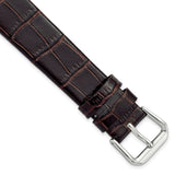 DeBeer 18mm Dark Brown Flat Alligator Grain Leather with Silver-tone Buckle 7.5 inch Watch Band