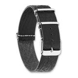 DeBeer 18mm Black Military Style Distressed Leather 1-Piece with Silver-tone Buckle 11 inch Watch Band