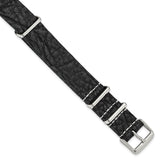 DeBeer 18mm Black Military Style Distressed Leather 1-Piece with Silver-tone Buckle 11 inch Watch Band