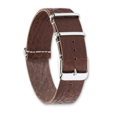 DeBeer 20mm Brown Distressed Leather Military Style 1-Piece with Silver-tone Buckle 11 inch Watch Band