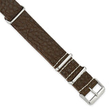 DeBeer 20mm Brown Distressed Leather Military Style 1-Piece with Silver-tone Buckle 11 inch Watch Band