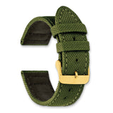 DeBeer 22mm Olive Nylon Canvas with Black Leather Lining and Gold-tone Buckle 7.75 inch Watch Band