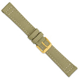 18mm Tan/Beige Canvas/Leather Lining Gold-tone Buckle Watch Band