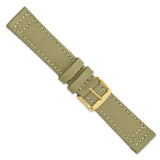 DeBeer 20mm Beige Nylon Canvas with Black Leather Lining and Gold-tone Buckle 7.75 inch Watch Band