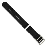 DeBeer 24mm Two-Piece Black Ballistic Nylon with Brushed Stainless Steel Buckle 8.5 inch Watch Band