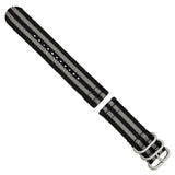 DeBeer 22mm Two-Piece Black with Grey Stripes Ballistic Nylon with Brushed Stainless Steel Buckle 8.5 inch Watch Band