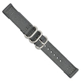 DeBeer 18mm Two-Piece Grey Ballistic Nylon with Brushed Stainless Steel Buckle 8.5 inch Watch Band