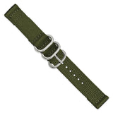 DeBeer 18mm Two-Piece Olive Ballistic Nylon with Brushed Stainless Steel Buckle 8.5 inch Watch Band