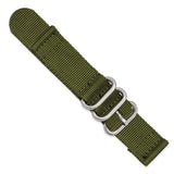 DeBeer 22mm Two-Piece Olive Ballistic Nylon with Brushed Stainless Steel Buckle 8.5 inch Watch Band