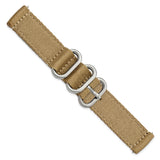 DeBeer 18mm Two-Piece Khaki Brown Ballistic Nylon with Brushed Stainless Steel Buckle 8.5 inch Watch Band