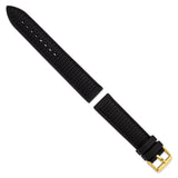 DeBeer 20mm Black Ventilated Silicone with Black Stitching and Gold-tone Buckle 8 inch Watch Band