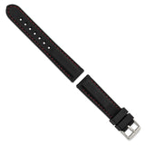 DeBeer 20mm Black Smooth Silicone with Red Stitching and Silver-tone Buckle 8 inch Watch Band