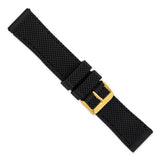 22mm Black Silicone Black Stitch Gold-tone Buckle Watch Band