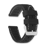 20mm Black Silicone White Stitch Gold-tone Buckle Watch Band