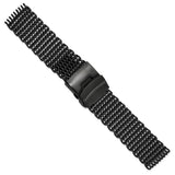 DeBeer 24mm Matte Black PVD-plated Stainless Shark Mesh with Divers Clasp 7 inch Watch Strap