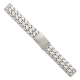 DeBeer 18mm Satin and Polished Stainless Steel Folded Link Style with Push-Button Deployment 7.75 inch Watch Band