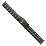 DeBeer 20mm Satin and Polished Black PVD-plated Stainless Steel Folded Link Style with Push-Button Deployment 7.75 inch Watch Band