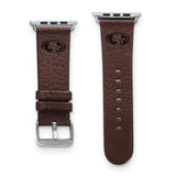 Gametime San Fran. 49ers Leather Band fits Apple Watch (42/44mm M/L Brown)