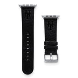 Gametime NY Mets Leather Band fits Apple Watch (42/44mm S/M Black)