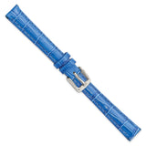 DeBeer 12mm Blue Crocodile Grain Chronograph Leather with Silver-tone Buckle 6.75 inch Watch Band