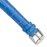 DeBeer 14mm Blue Crocodile Grain Chronograph Leather with Silver-tone Buckle 6.75 inch Watch Band