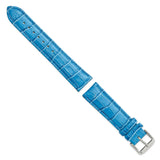DeBeer 20mm Blue Crocodile Grain Chronograph Leather with Silver-tone Buckle 7.5 inch Watch Band