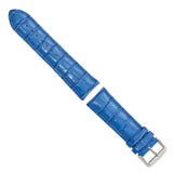DeBeer 24mm Blue Crocodile Grain Chronograph Leather with Silver-tone Buckle 7.5 inch Watch Band