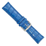 24mm Blue Crocodile Grain Chrono Silver-tone Buckle Watch Band