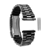 Gilden Long 18-22mm President-Style Satin and Polished Black IP-plated Stainless Steel with Deployment Buckle 7 inch Watch Band