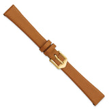 Gilden 13mm Light Brown Classic Calfskin Leather with Gold-tone Aluminum Buckle 6.5 inch Watch Band