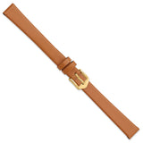 Gilden 12mm Long Light Brown Classic Calfskin Gold-tone Buckle Watch Band
