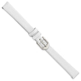 Gilden 10mm White Classic Calfskin Leather with Silver-tone Aluminum Buckle 6.6 inch Watch Band