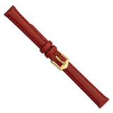 Gilden 12mm Red Oilskin Leather w/Gold-tone Buckle Watch Band