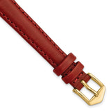 Gilden 12mm Red Oilskin Leather w/Gold-tone Buckle Watch Band
