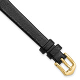 Gilden 10mm Black Flat Polished Leather with Gold-tone Buckle 6.6 inch Watch Band